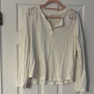 Lucky Brand Cream Lace Shoulder Blouse